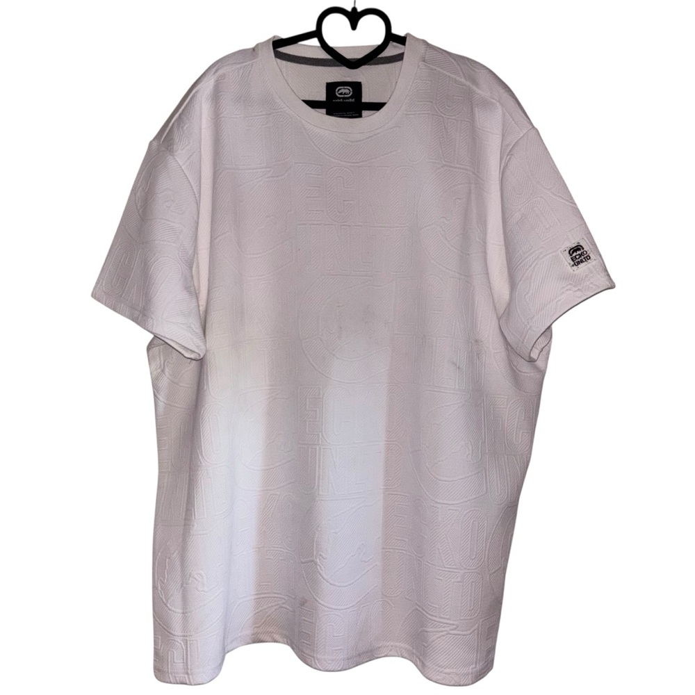 Ecko Unltd All-Over Embossed Logo White T-Shirt – Men’s Big & Tall (3XL)
